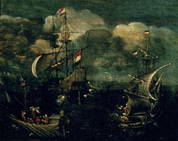 VROOM, Hendrick Cornelisz. Ship battle Norge oil painting art